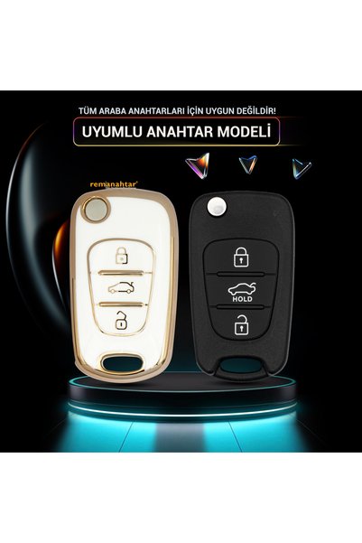 Rem Anahtar Oto Elektronik Anahtar I20 I30 Ix20 Ix35 3 Button Nano Key Case - White