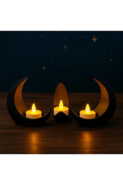 Baykuş Ay Şeklinde LED Mumluk | Dekoratif Gece Lambası & Ev Aksesuarı