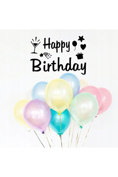 Flippy Sticker Autocolant pentru Baloane, Flippy, Tematica Aniversare, Model Happy Birthday, 29x21 cm, Negr