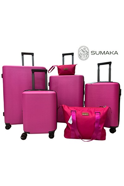 SUMAKA مجموعة حقائب سفر ABS+PC مكونة من 6 قطع 16"+20"+24"+28" مع حقيبة ظهر وحقيبة أدوات تجميل - هيكل صلب وخفيف الوزن