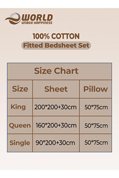 Eworld 3-Piece White Cotton Fitted Bedsheet Set with Deep Pocket & 2 Pillow Covers, Single Size