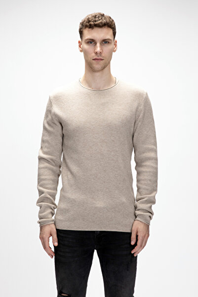 Bad Bear Tender Bej Bisiklet Yaka Erkek Triko Kazak