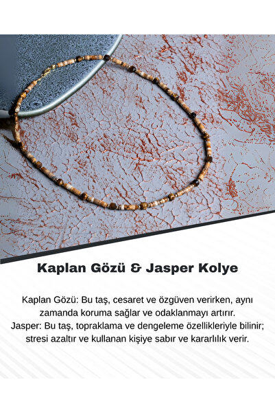 Saff Doğal Taş قلادة عين النمر والجاسبر