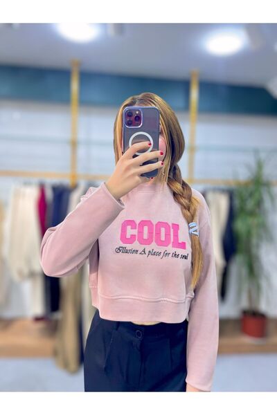 Sheesy COOL cu imprimeu Crop Swea tricou