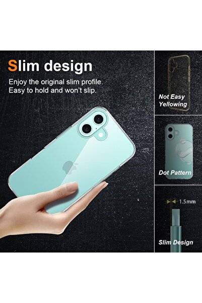 Generic Protective Silicone Case for Apple iPhone 16, PC, Shockproof, Impact Resistant, Transparent