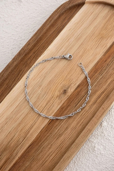 ByFlorya Jewelry Steel Singapore Men's Chain Bracelet 3mm Non-Tarnish 20cm