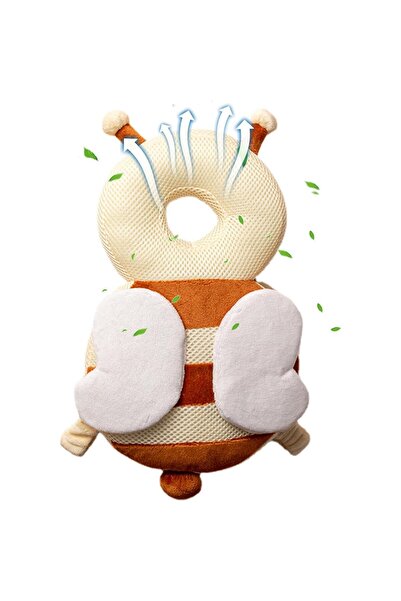 Flippy Head Protection Backpack Pillow, Bee Design, Beige/Brown