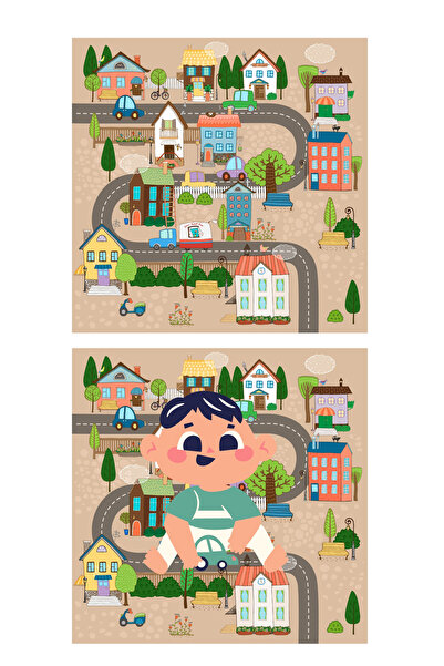 Rabadon Çocuk Oyuncak Araba Yol Parkı - Çocuk Trafik Branda - Oyun Alanı Brandası 100cm X 100cm