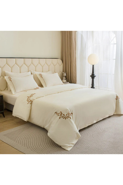Alhabib bedding Mazen Summer Bedspread, Queen Size, 200x160cm, Cream Color, 5 Pieces
