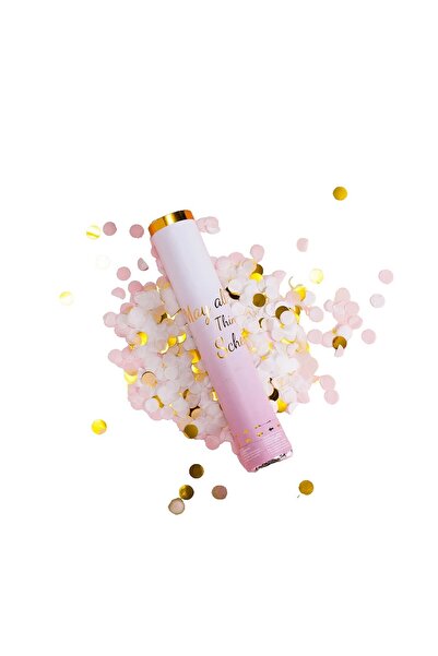 Flippy Tun de confetti pentru petrecere, rabatabil, lungime 30 cm, alb/auriu