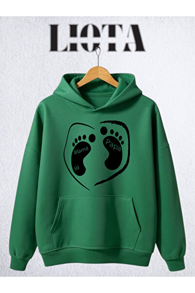 Vordevia سويت شيرت قطني كبير الحجم مطبوع عليه بصمة قدم مكون من 3 خيوط