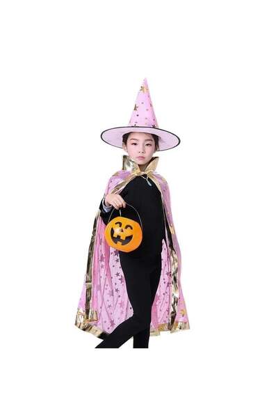 Blusmart Magician's cape with hat, wizard/witch, Halloween costume, unisex, universal 100-160 cm