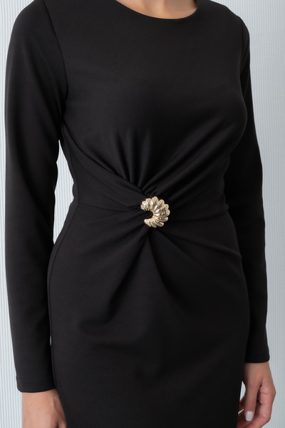 Lafaba Γυναικείο Μαύρο Φόρεμα Επίσημο με Λεπτομέρεια Αξεσουάρ