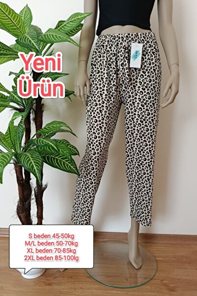 VİP BERA TEKSTİL Kadın Desenli Rahat Kalıp Milan Kumaş Pijama Altı