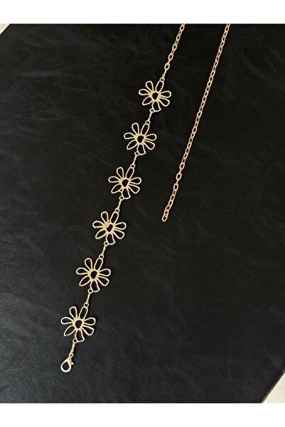 LİA KEMER Flower Gold Chain Accessory for Jacket, Dress, Pants, Evening Dress, Body Chain, Beach Belt