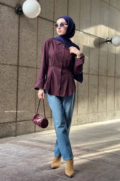 ByBensu Fit Kalıp Gömlek - Bordo