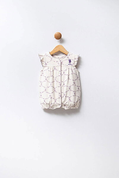 U.S. Polo Assn. Kids U.S. Polo Baby Girl Romper Interlock Fabric