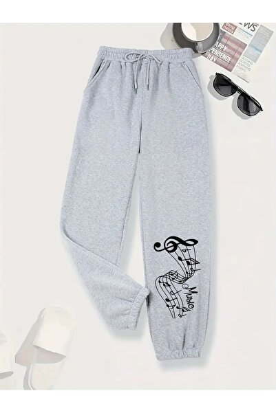 WOODROFFE Unisex Music Note Jogger Pants, Casual Sweatpants, Red Grey Black Sweatpants Jogger