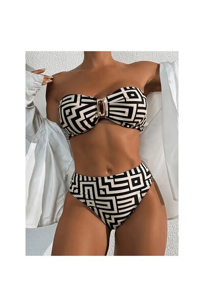 FITINT Women's Two-Piece Push-Up Swimsuit – Geometric Pattern – 151