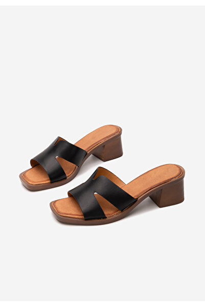 B T Shoes Mules με χοντρο τακουνι Liania μαύρα