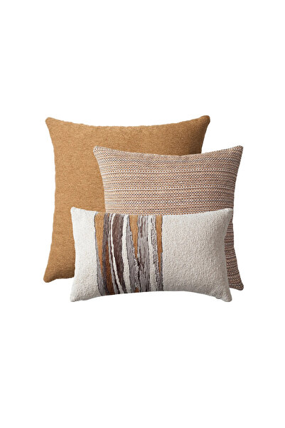 Fineroom Living Julia & Combos - Pernă decorativă - Set combinat de 3 - Muștar (Pernă inclusă)