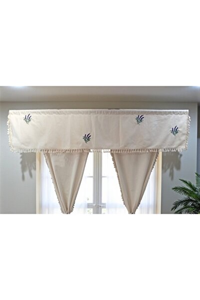 shules collection ΚΟΥΡΤΙΝΑ FARBELA από ΦΥΣΙΚΟ Βαμβακερό Λινό με ΚΕΝΤΗΜΕΝΟ ΛΑΒΕΝΤΑ (ΜΕΓΕΘΟΣ Χ ΠΛΑΤΟΣ) ΧΩΡΙΣ ΠΛΕΕΣ