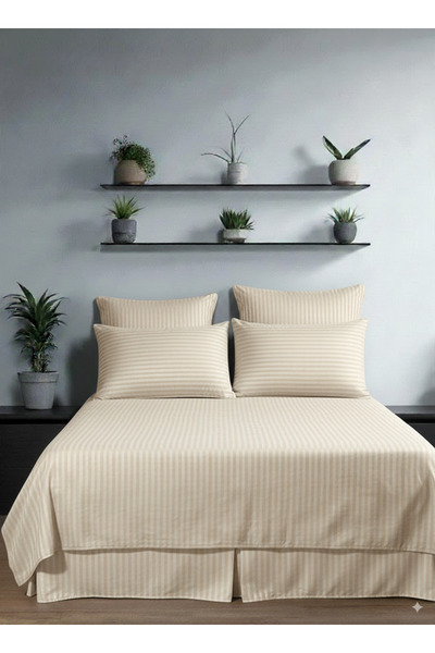 Online Home Market The Quaris Deluxe Cotton Satin Double Bed Sheet (180X200+30Cm) and Pillowcase (50X70Cm)