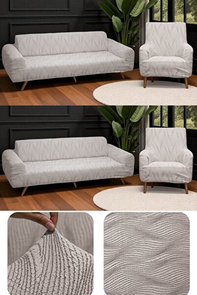 coverbox Set de huse pentru canapea din material jacquard gros din crochete, ...