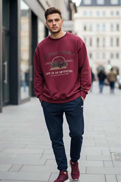 KOZİA OUTDOORS Φούτερ unisex με στάμπα και λαιμόκοψη ποδηλάτου, oversized