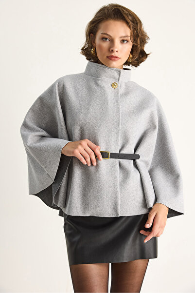 Bianco Lucci Dámské pončo se zlatým knoflíkem a detailem pásku 2712 60261570