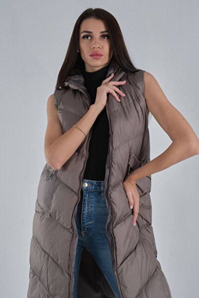 nizzell Women's Fiber Filled Vest Puffer Vest Sports Stylish Combination Double Pocket Hooded Anthracite