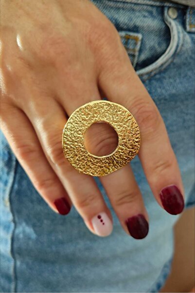 KYOLA DESİGN خاتم نسائي ذهبي دائري مموج