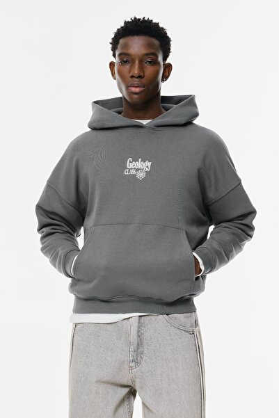 Pull & Bear Mineralli grafikli kapüşonlu sweatshirt