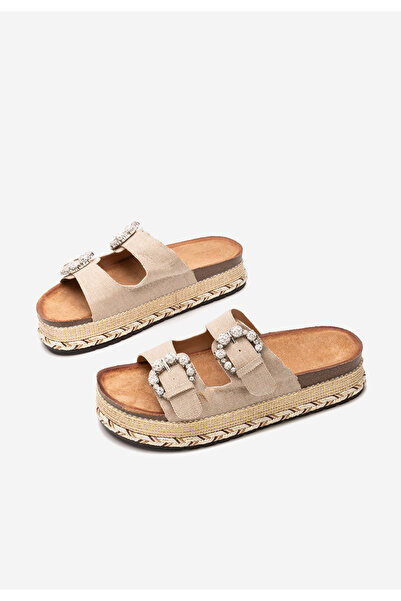 B T Shoes Khaki pantofle na platformě Aidee