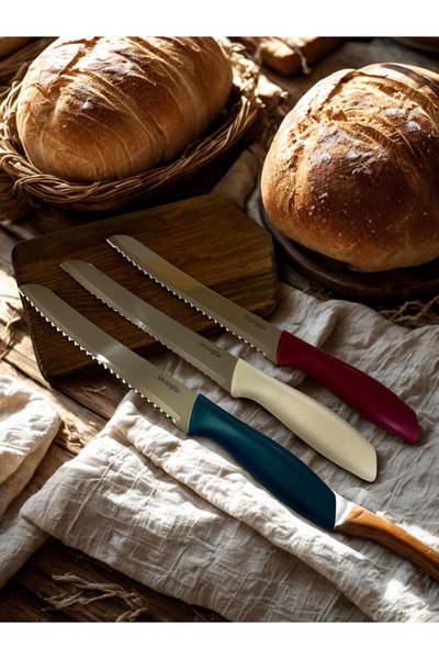 Lazoğlu 3LÜ RENKLİ EKMEK BIÇAĞI