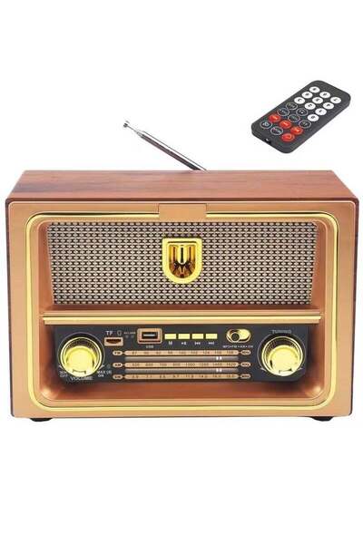 Denx Dinx FM Hi-Fi Retro Rechargeable Radio with Bluetooth, USB, SD Card, and Remote Control - Portable S