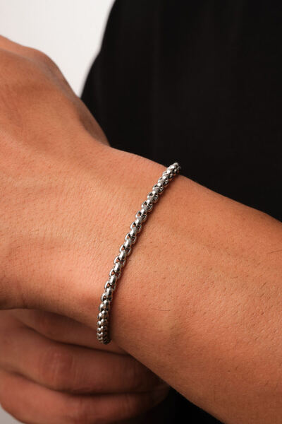 ByFlorya Jewelry Steel Ball Men's Bracelet 3mm Round Non-Tarnish Chain 20cm