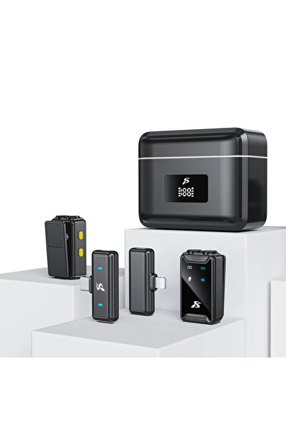 asua Kablosuz İkili Yaka Yayın Mikrofonu | Profesyonel – Şarj Kutulu | ANC Gürültü Modu | Uzun Pil Ömrü