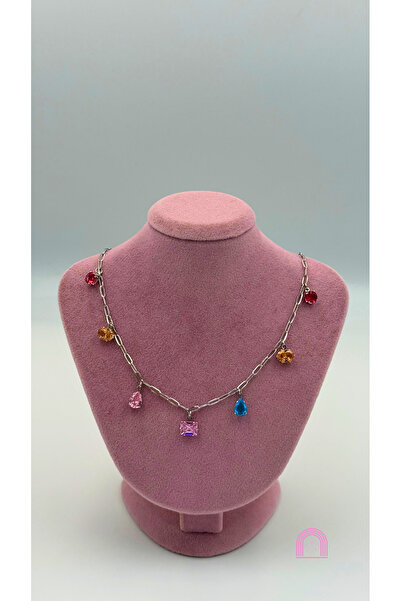 Moond Accessories Steel Color Stone Silver Necklace