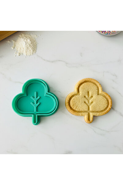 Düvencioğlu قالب كوكيز بتصميم شجرة بسيط، أخضر، مطبوع ثلاثي الأبعاد، لتشكيل ال...