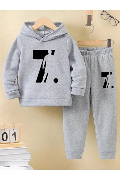 buendiakids Σετ αθλητικών φορμών με κουκούλα για αγόρια σε γκρι χρώμα 7 με στ...