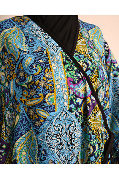 Bilenler Φόρεμα προσευχής με έθνικ σχέδιο με διπλό στήθος – 100% βισκόζη, με δέσιμο στο πλάι, μέγεθος 36-46