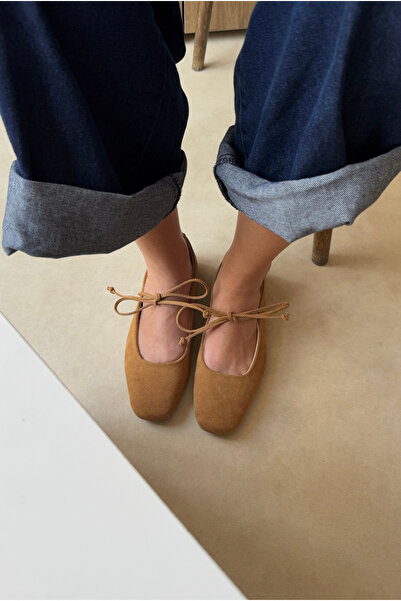 Mupa Shoes Women's Ballet Flats Camel Suede