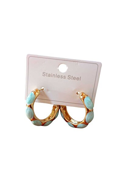 Celestia أقراط فولاذية بتفاصيل ذهبية