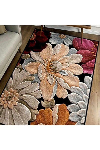 RUGRUMBA Dekoratif Çiçek Desen Salon, Mutfak, Koridor Halısı ve Yolluk