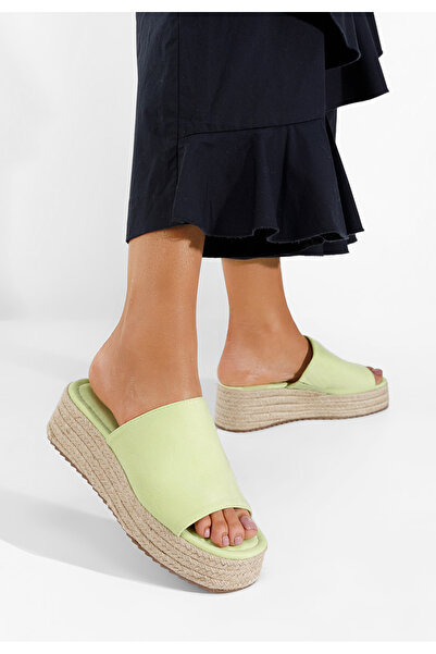 B T Shoes Limetkové pantofle na platformě Sitema