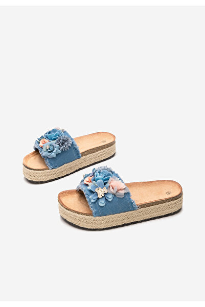 B T Shoes Παντόφλες με πλατφόρμα Klarita μπλε