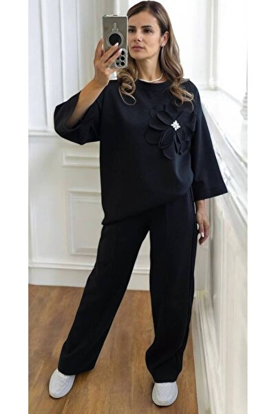 GLAMSI Compleu Vâscoză cu Cristale și Floare Aplicată