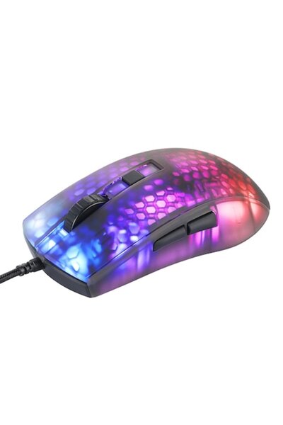Deltaco Gaming Mouse de gaming semitransparent ultraușor RGB, negru mat