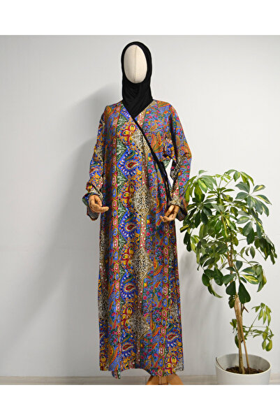 Bilenler Rochie de rugăciune cu model etnic – 100% viscoză, cu legături laterale, mărimea 36-46